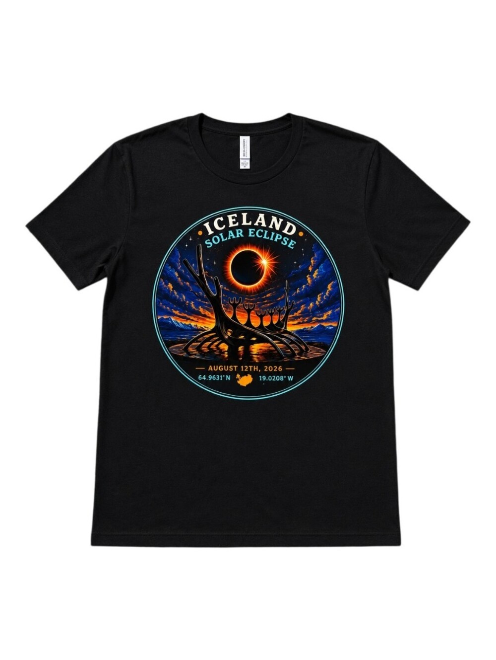 Iceland Solar Eclipse Graphic Tee - Black